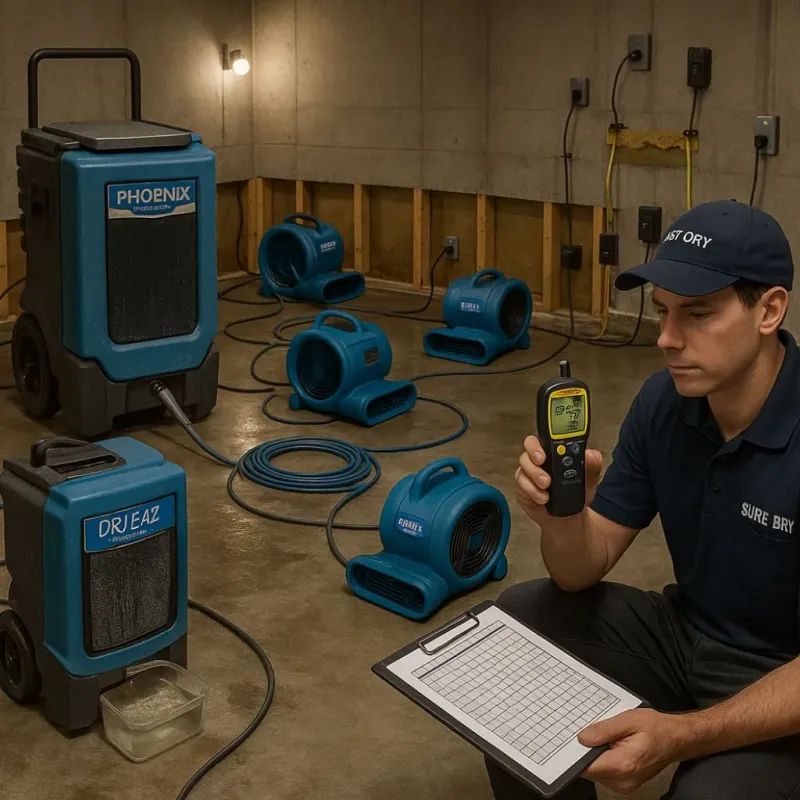 Structural Drying and Dehumidification process in Jacksonville, NC